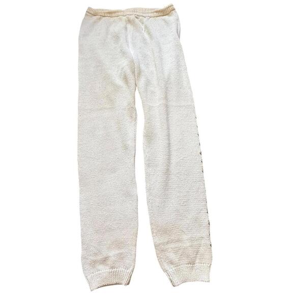 Bonnie Boerer Vintage 80s White Knit Studded Pants Small - Picture 2 of 5